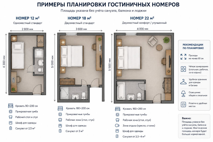 Примеры планировок номеров в отеле