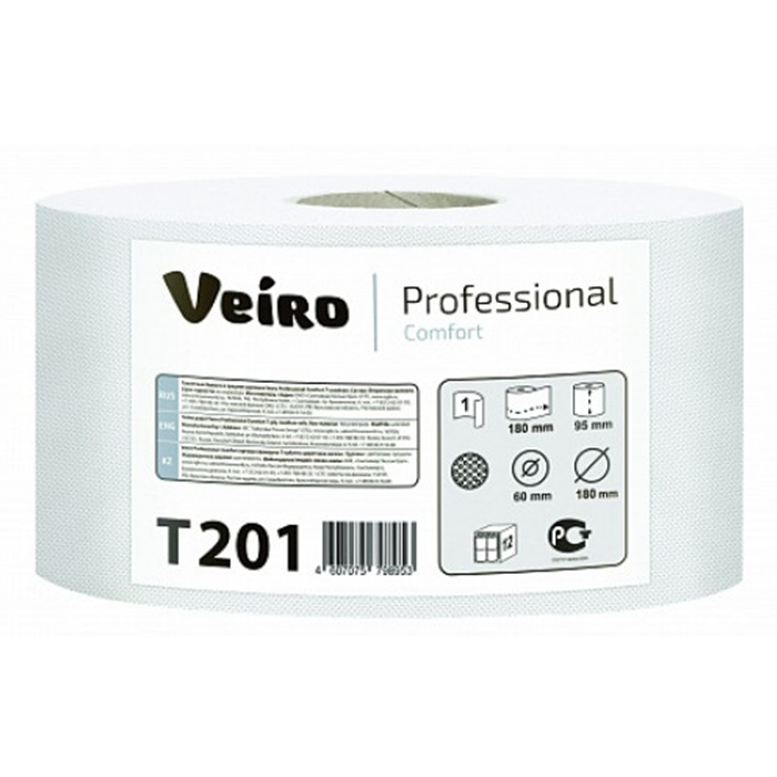 Бумага туалетная рулонная Veiro Professional Basic белая Т201 (12 рулонов х 200 м)