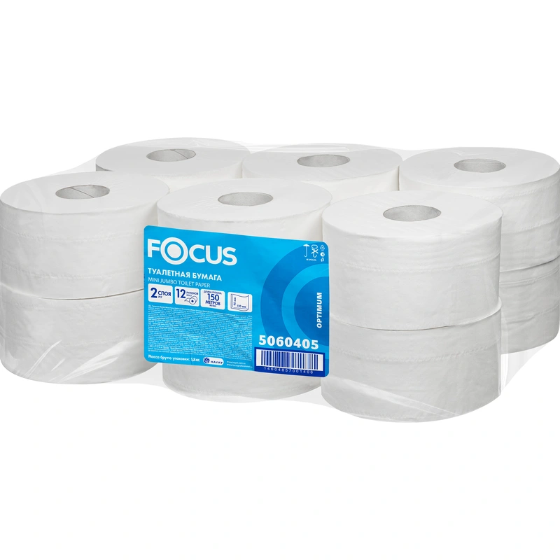 Туалетная бумага Focus Jumbo (12 рулонов х 150 м)