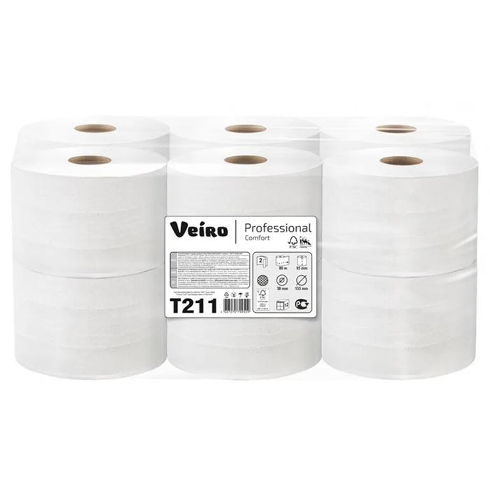 Бумага туалетная рулонная Veiro Professional Comfort T211 (12 рулонов х 80 м)