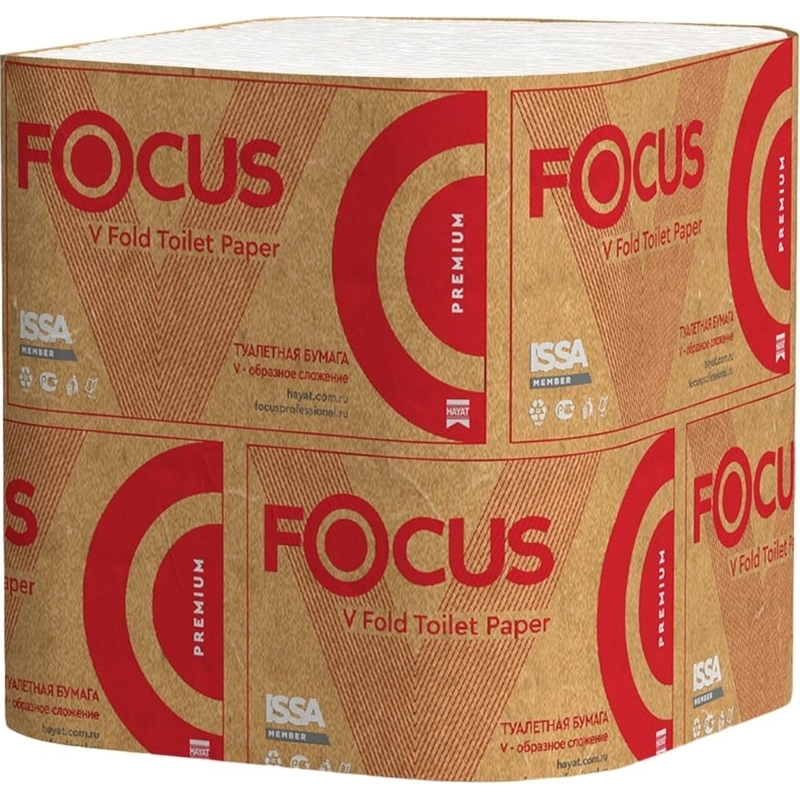 Туалетная бумага листовая Focus V-fold (30 упаковок х 250 листов)