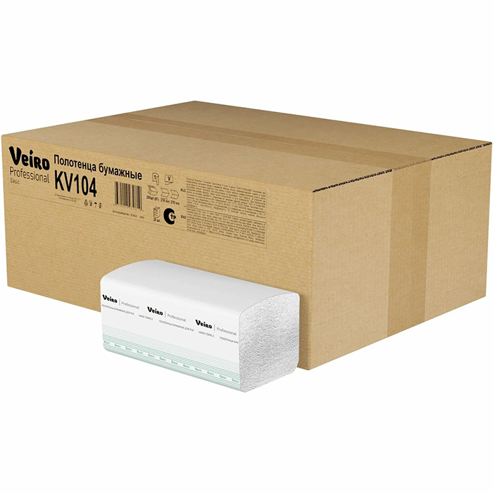 Полотенца бумажные для рук Veiro Professional Basic KV104 (20 упаковок х 250 листов)