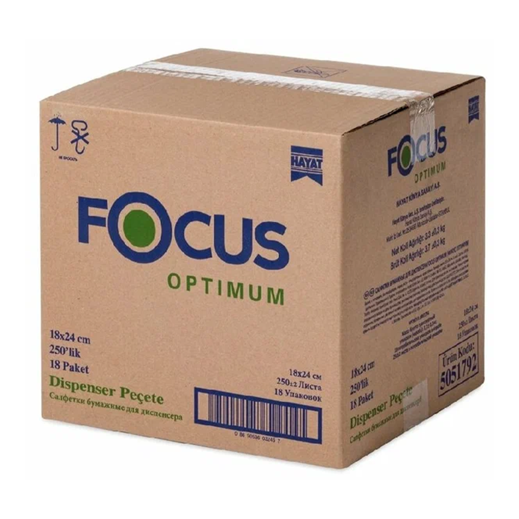 Салфетки для диспенсеров Focus Optimum (18 упаковок х 250 листов)