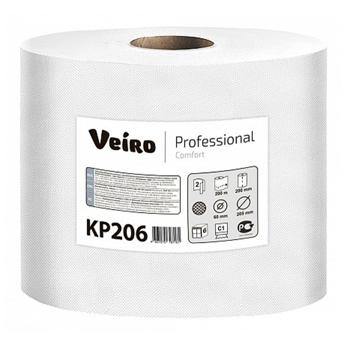 Бумажные полотенца в рулонах Veiro Professional Comfort KP206 (6 рулонов в упаковке)