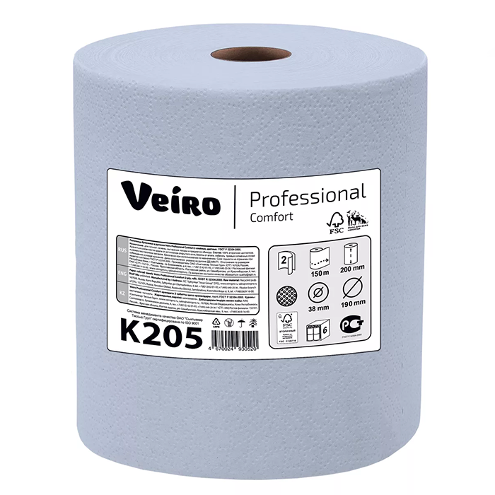 Бумажные полотенца в рулонах Veiro Professional Comfort K205 (6 рулонов в упаковке)