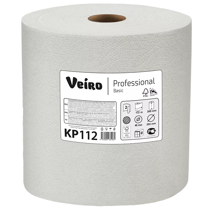 Бумажные полотенца в рулонах Veiro Professional Basic ультрапрочные KP112 (6 рулонов в упаковке)