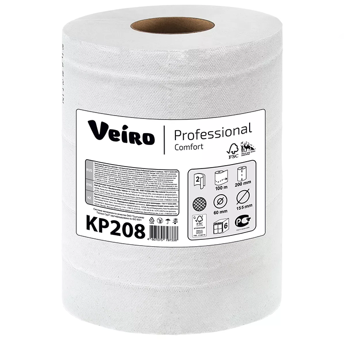 Бумажные полотенца в рулонах Veiro Professional Comfort KP208 (6 рулонов в упаковке)