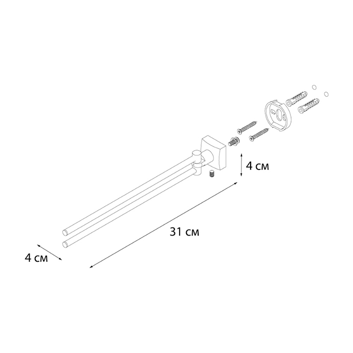 Полотенцедержатель рога 2-ой Fixsen Kvadro FX-61302A