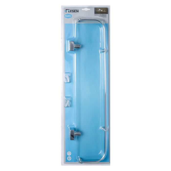 Полка стеклянная с ограничителем Fixsen Kvadro FX-61303B