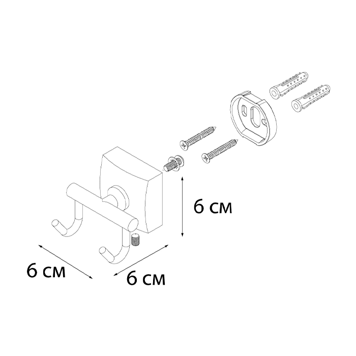 Крючок двойной Fixsen Kvadro FX-61305B