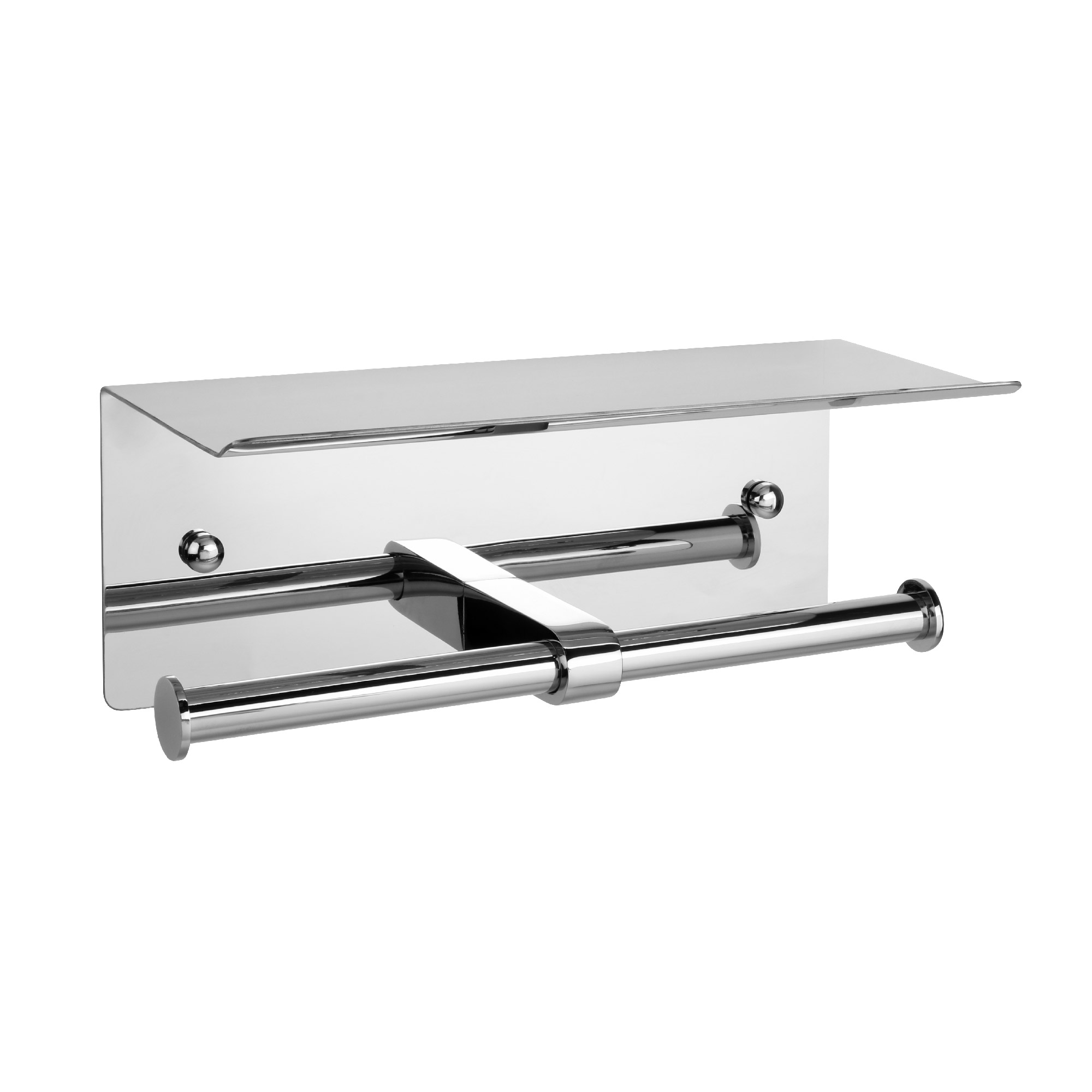 Бумагодержатель двойной с полкой для телефона HOTEL FX-31011-2 хром