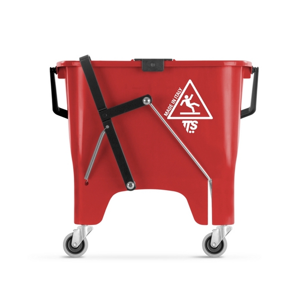 Ведро с роликовым отжимом TTS Squizzy Roll, 15 л., красное, на колесах
