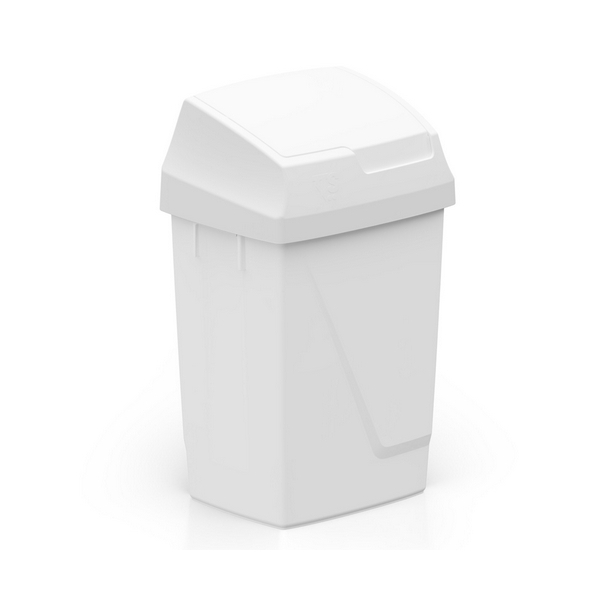 Мусорное ведро с крышкой TTS Lindy Swing белое, 50 л, набор этикеток для раздельного сбора мусора