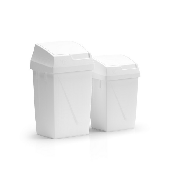 Мусорное ведро с крышкой TTS Lindy Swing, белое, 25 л, набор этикеток для раздельного сбора мусора