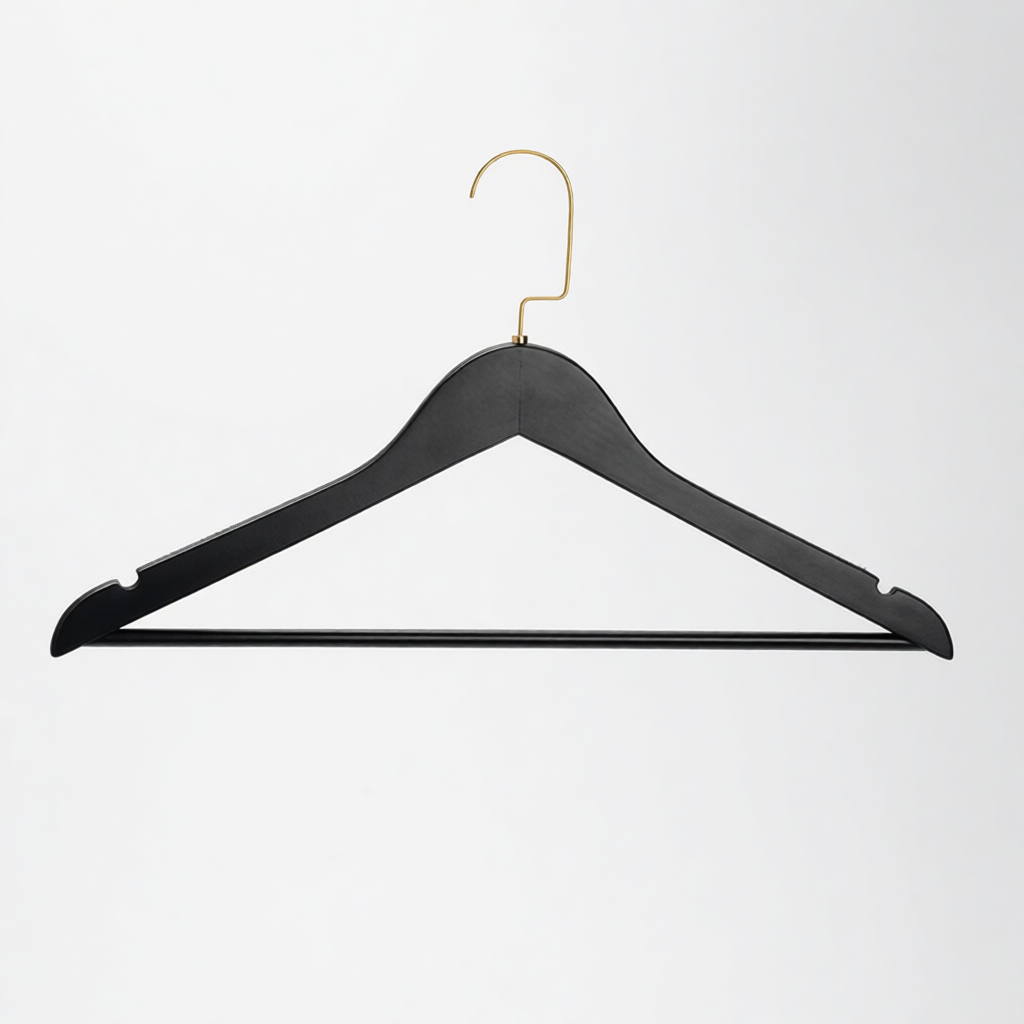 Вешалка-плечики для одежды с противоскользящими вставками MC30N/1-T150B(черн/зол)