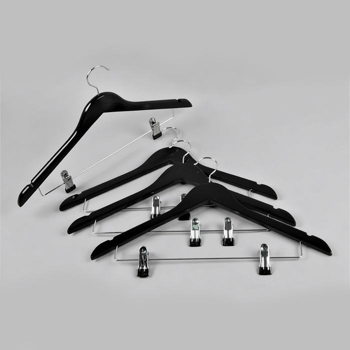 Вешалка деревянная с зажимами для брюк и юбок M66NB(черн)