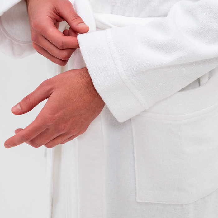 Халат махровый с планкой унисекс белый 380 г/м²