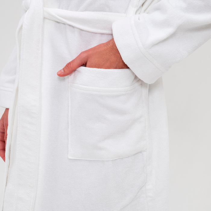 Халат махровый с планкой унисекс белый 380 г/м²