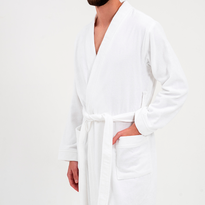 Халат махровый с планкой унисекс белый 380 г/м²