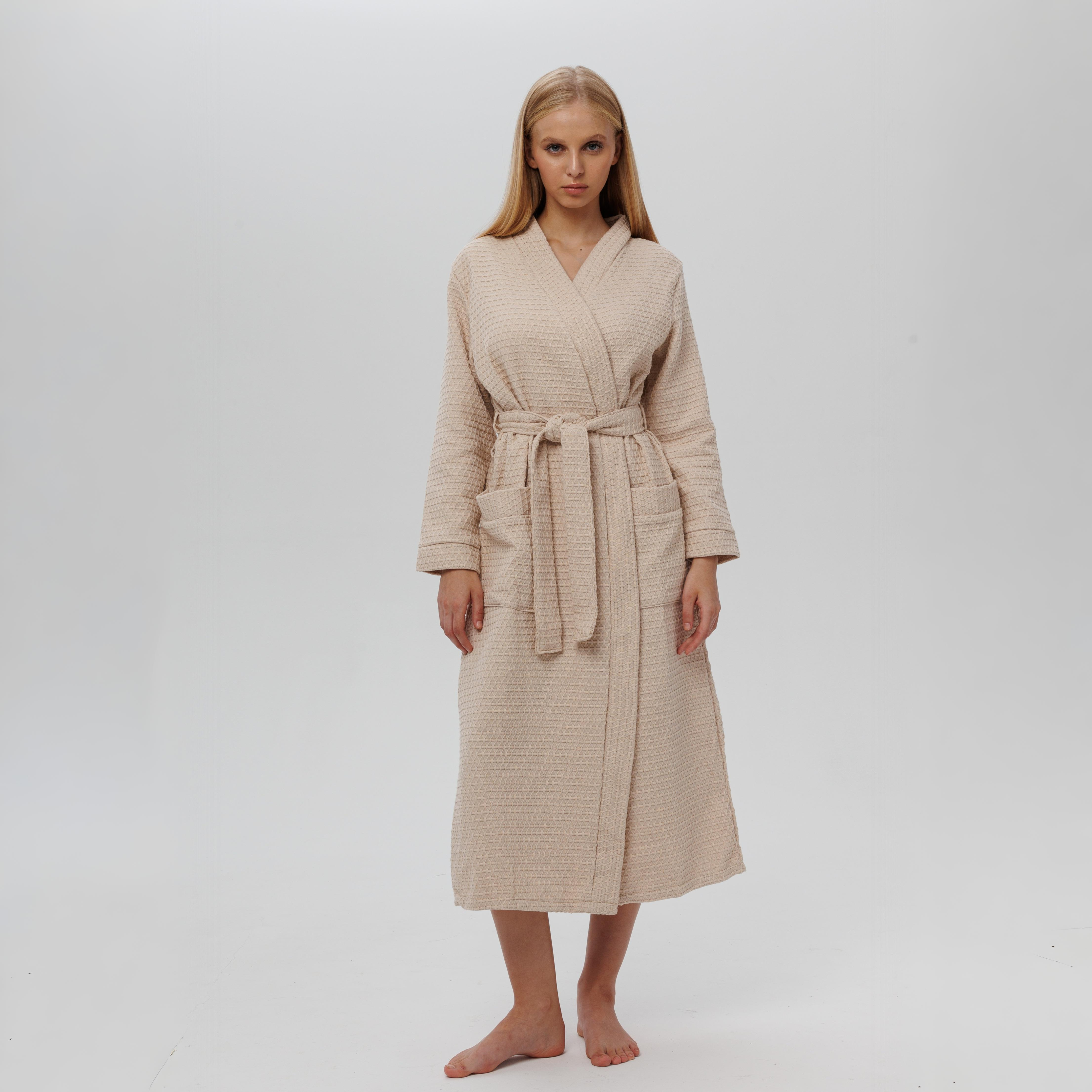 Халат вафельный бежевый для отелей