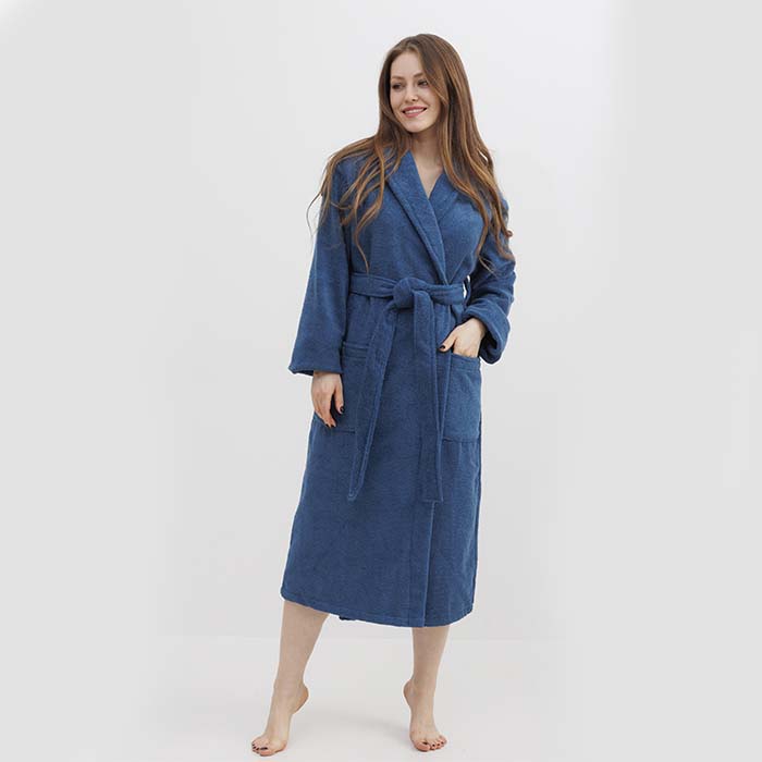 Халат махровый синий для отелей