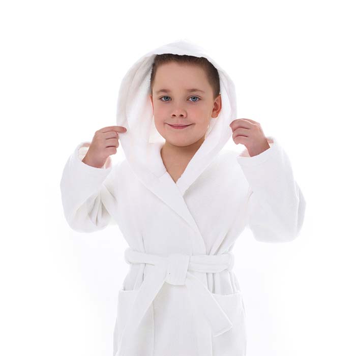 Халат детский махровый с капюшоном белый 380 г/м²