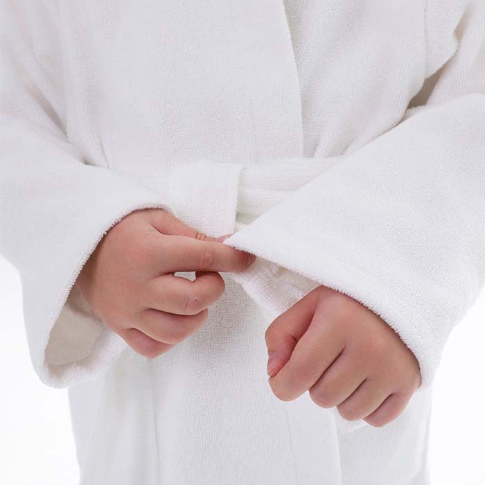 Халат детский махровый с капюшоном белый 380 г/м²