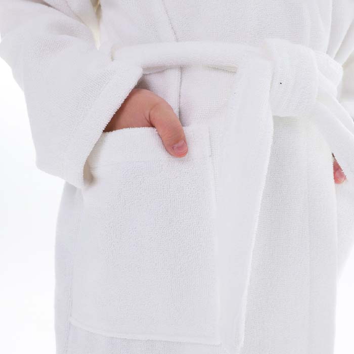 Халат детский махровый с капюшоном белый 380 г/м²