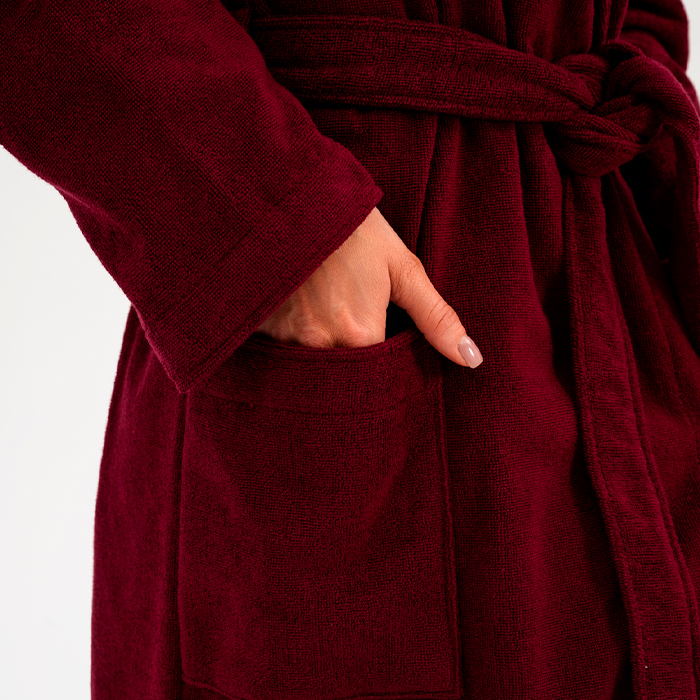 Халат махровый с шалькой бордовый 380 г/м²