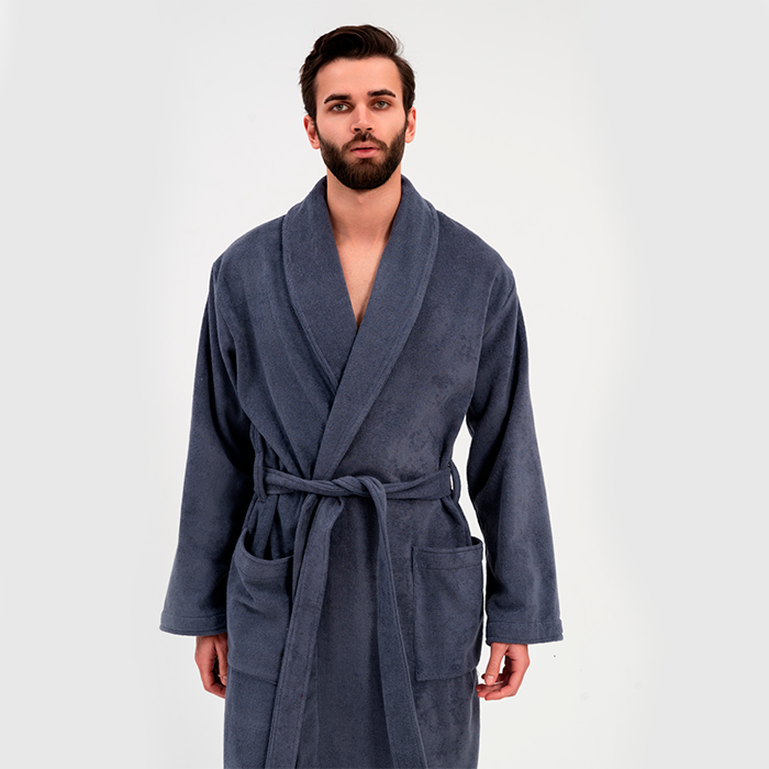 Халат махровый с шалькой серый 380 г/м²