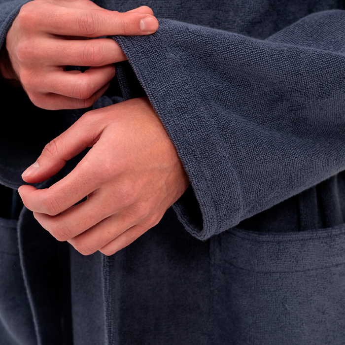 Халат махровый с шалькой серый 380 г/м²