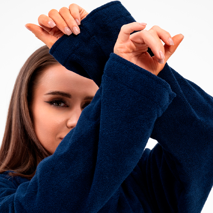 Халат махровый с шалькой темно-синий 380 г/м²