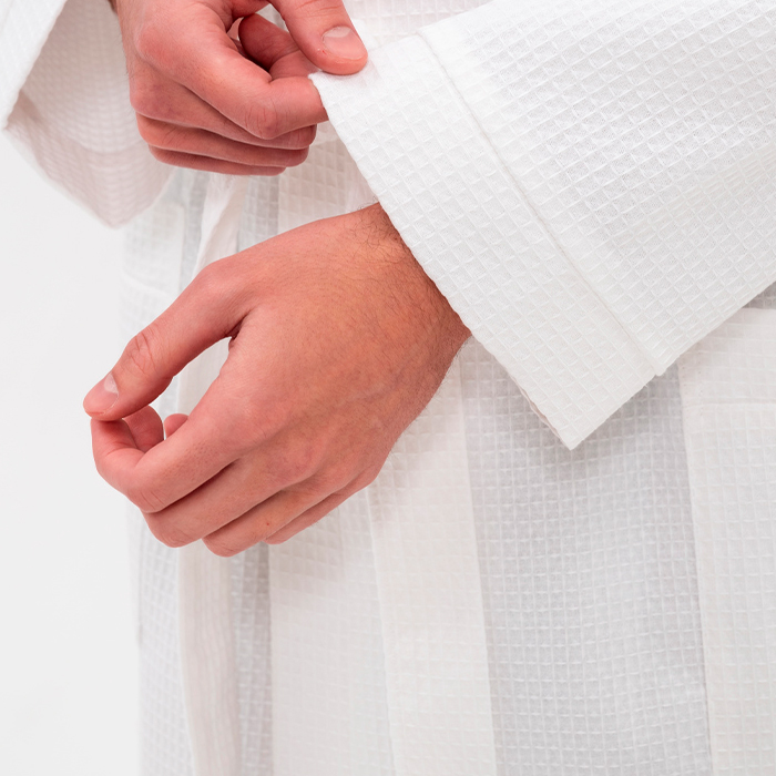 Халат вафельный унисекс белый 225  г/м²