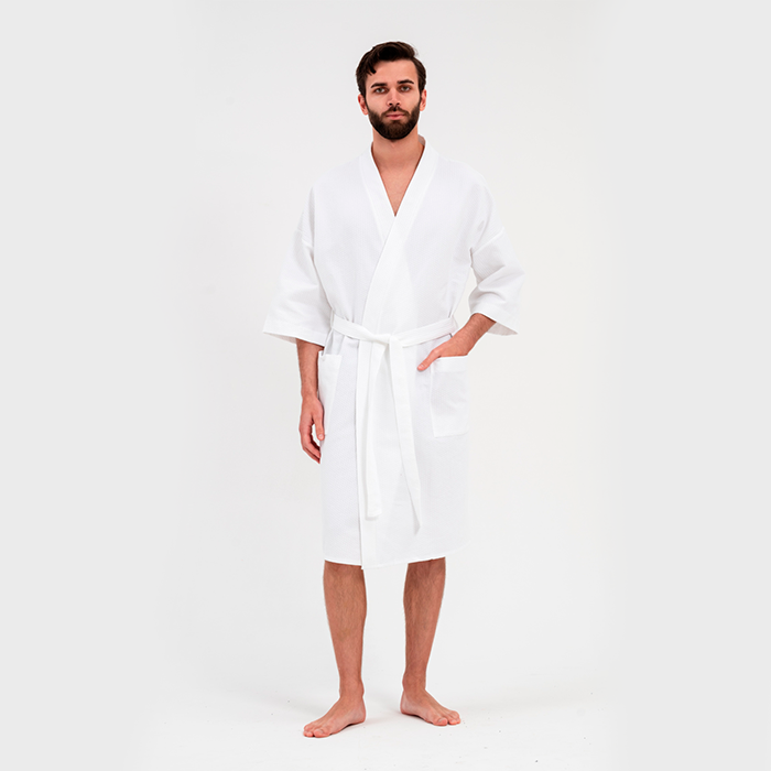 Халат вафельный кимоно унисекс белый 250 г/м²