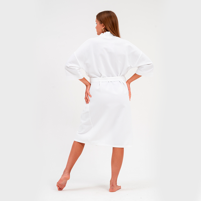 Халат вафельный кимоно унисекс белый 250 г/м²