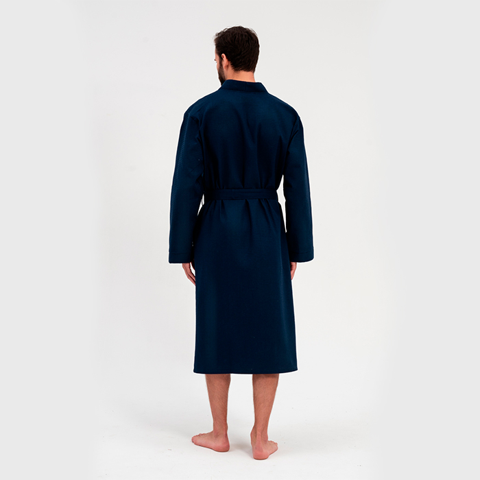 Халат вафельный унисекс темно-синий 225  г/м²