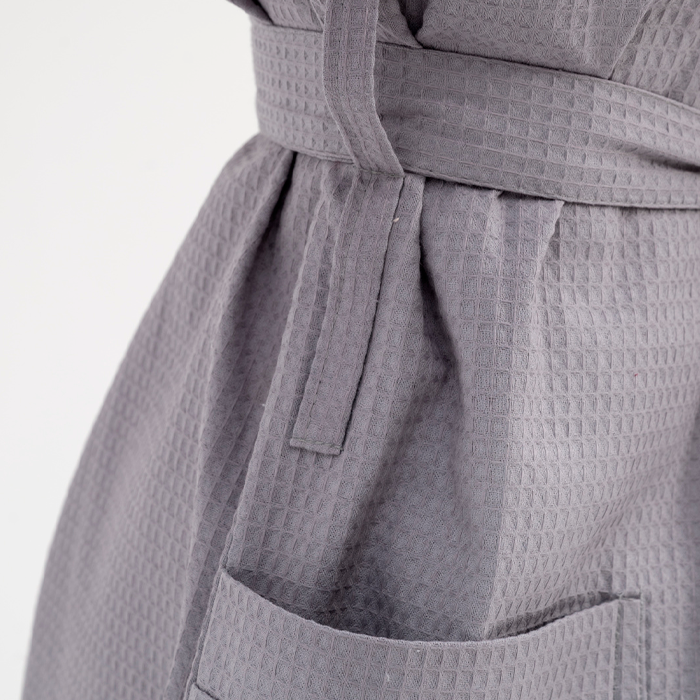 Халат вафельный унисекс серый 225  г/м²