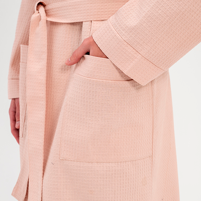 Халат вафельный унисекс бежевый 225  г/м²