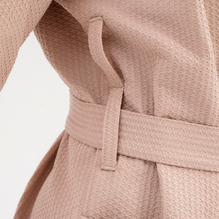 Халат вафельный унисекс кимоно бежевый 250  г/м²