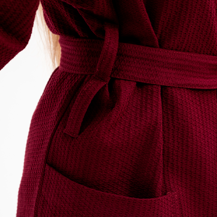 Халат вафельный унисекс кимоно бордо 250 г/м²