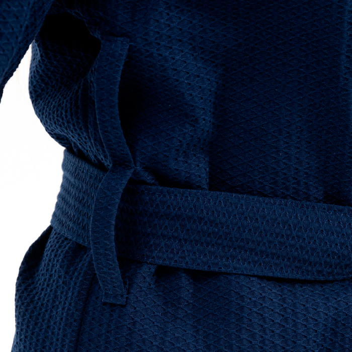 Халат вафельный унисекс кимоно темно-синий 250 г/м²