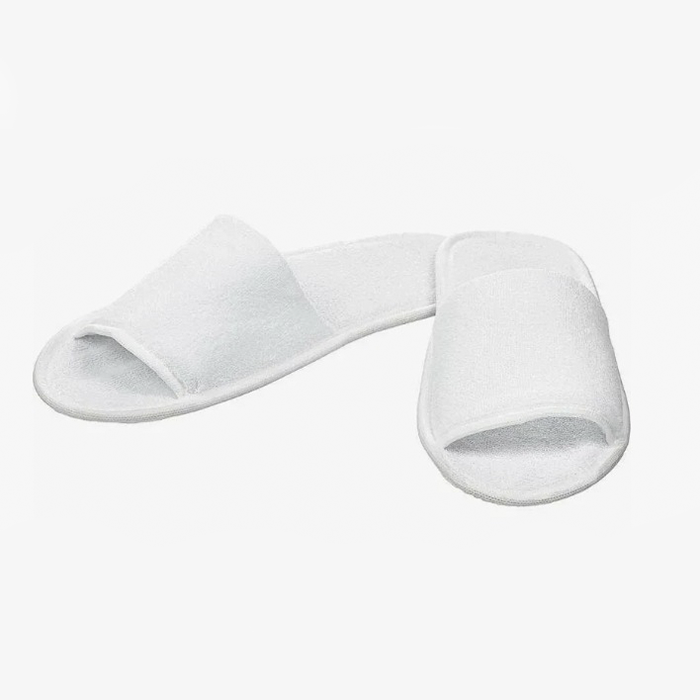 Тапочки одноразовые ТМ-21 эконом открытый мыс подошва 3 мм белые (200 пар в упаковке)
