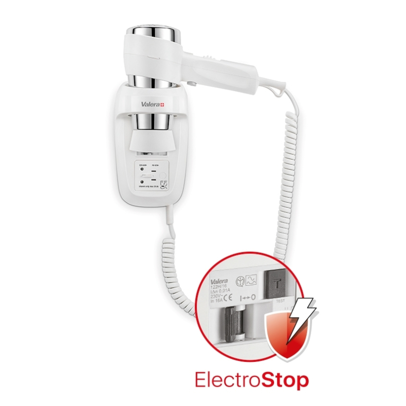 Фен для волос настенный Valera Hospitality Action Protect 1600 Shaver (542.06/044.06 white)