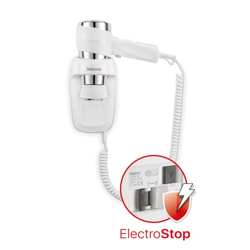 Фен для волос настенный Valera Hospitality Action Protect 1600 (542.06/044.04 white)