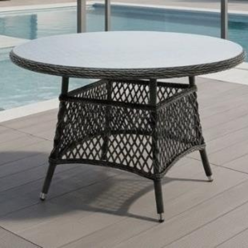 Плетеный круглый стол, диаметр 118 см, цвет графит 