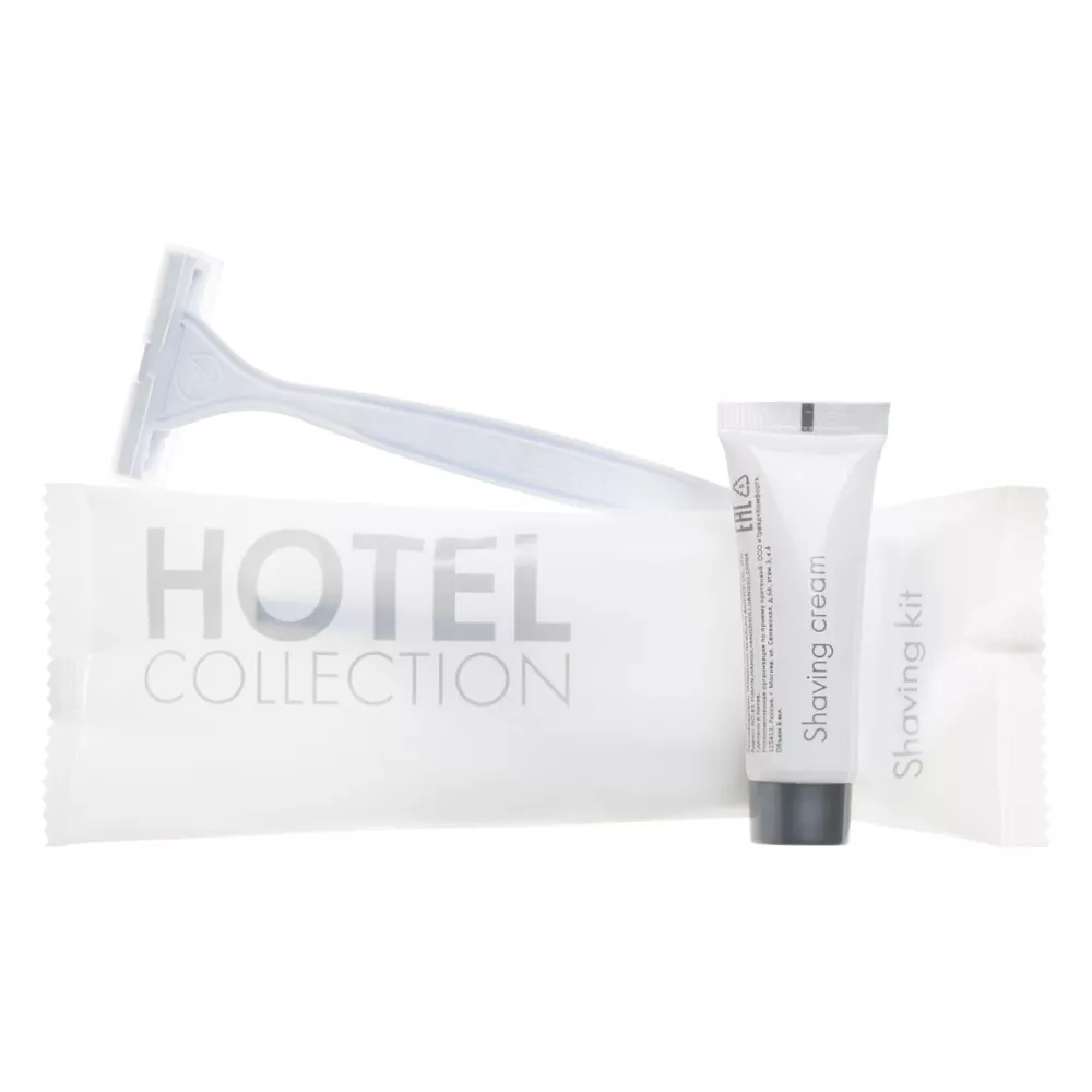 Бритвенный набор Hotel Collection флоу-пак (крем для бритья, станок, 200 штук в упаковке)