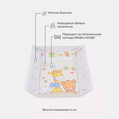 Пеленальный матрасик Топотушки Детский Мир 80x71