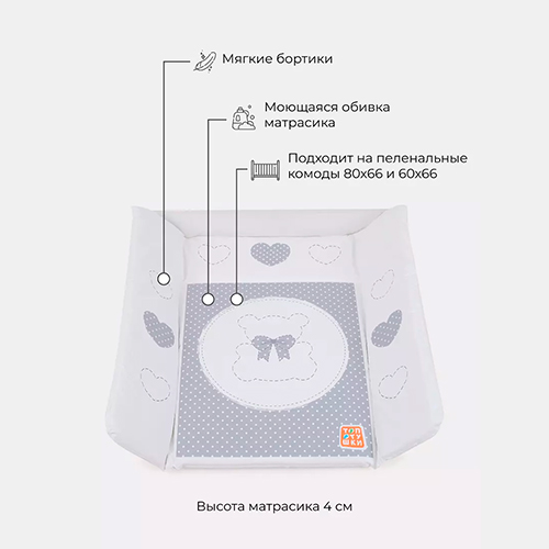 Пеленальный матрасик Топотушки Мой Любимый мишка 80x71