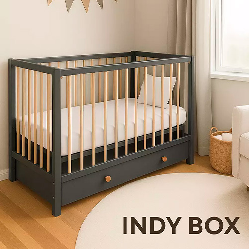 Кроватка Rant Indy Box маятник Moon grey
