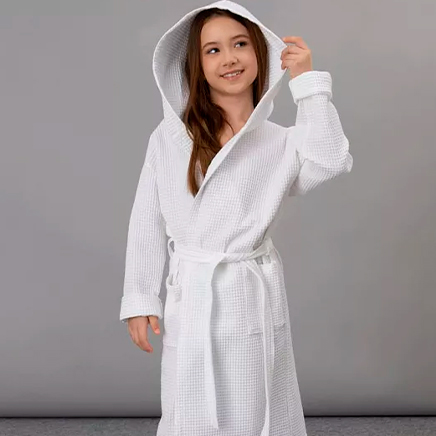 Халат вафельный с капюшоном детский 250 г/м²